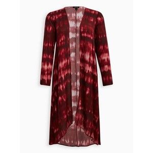 Torrid NWT 00 M/L Wine tie dye long sleeve gauze kimono